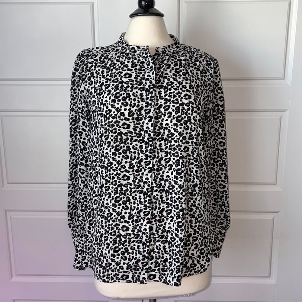 LOFT Animal Print Button Up Blouse